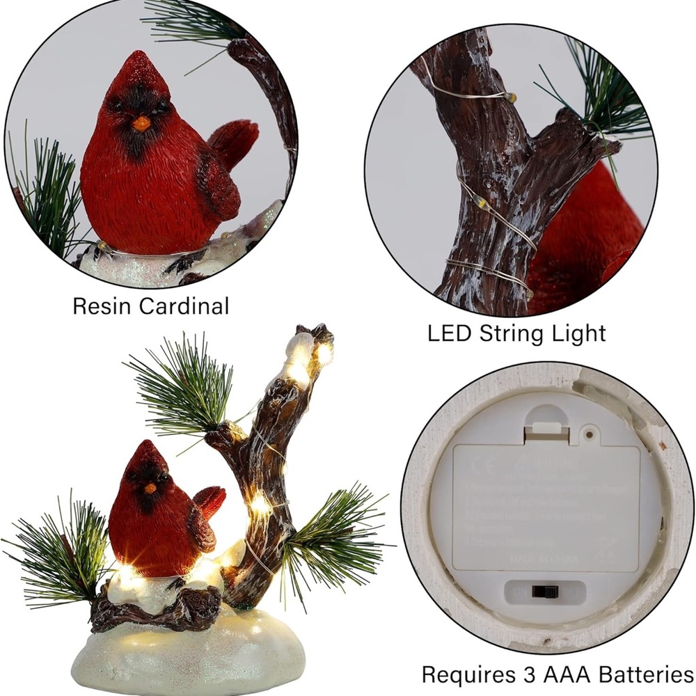 Resin Cardinal LED Décor - Picture 3 of 8